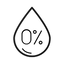 Black droplet icon with '0%' symbol inside on a white background