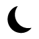 Black crescent moon symbol on a white background